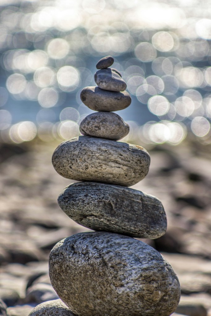 A stack of balancing rocks, illustrating the idea of balance.